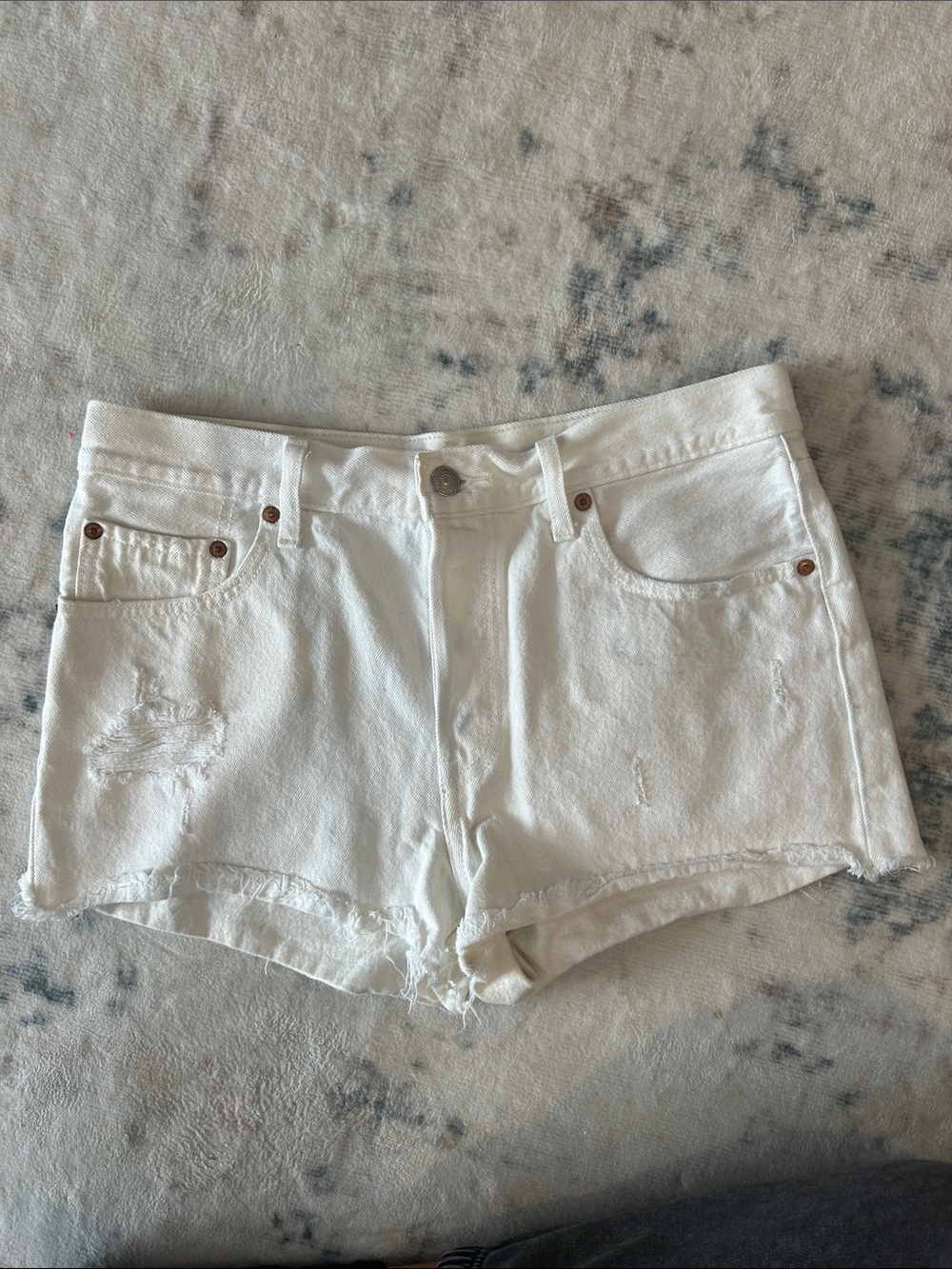 Levi’s Women’s White Distressed Denim Jean Shorts